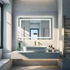 A modern bathroom vanity with a sink and a large LED mirror. Náhľad obrázku produktu