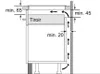 Diagram showing installation clearances for a built-in appliance, likely a cooktop or range, with dimensions indicated. Voir les images du produit