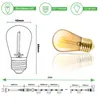 Diagram and photo of an LED light bulb and string lights with dimensions and specifications. Produktbild-Vorschau