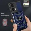 A hand holding a blue smartphone case with a ring holder and camera protection. Produktbild-Vorschau