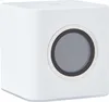 A white cube-shaped electronic device with a circular gray display surrounded by black and silver rings. Anteprima dell’immagine prodotto