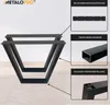 A product image showcasing black metal table legs with inset diagrams highlighting features. Voir les images du produit