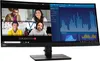 A curved computer monitor displaying a video conference and a financial chart. Produktbild-Vorschau