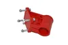 A red plastic mounting bracket with three silver bolts and nuts, shown against a white background. Náhled obrázku produktu