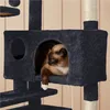 A Siamese cat is resting inside a dark gray cat tree. Produktbild-Vorschau