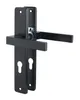 A black door handle set with a long escutcheon plate. Produktbild-Vorschau