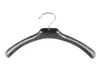 A black plastic hanger with a silver metal hook, isolated on a white background. Produktbild-Vorschau