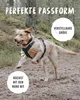 A tan dog wearing a black harness runs through a wooded, sandy area. Produktbild-Vorschau