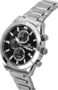 A close-up, angled view of a silver and black men's wristwatch with a metal band, set against a white background. Produktbild-Vorschau
