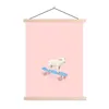 MuchoWow® Textilposter Schwein - Rosa - Skateboard - Blau - Produktbild-Vorschau 1
