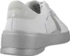 A close-up rear view of a white Skechers sneaker with silver accents and a platform sole. Produktbild-Vorschau
