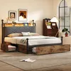 A bedroom scene featuring a bed with storage drawers and a headboard with integrated lighting. Náhled obrázku produktu