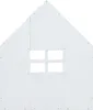 A white wooden structure resembling the front of a house with a window. Produktbild-Vorschau