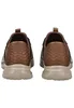 A pair of brown slip-on shoes shown from the back. Voir les images du produit