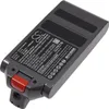 A dark gray battery pack with a red release button, shown at an angle on a light gray background. Produktbild-Vorschau