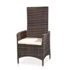 A single brown polyrattan armchair with a beige cushion, presented on a white background. Produktbild-Vorschau