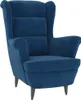 vidaXL Fauteuil à oreilles avec tabouret bleu velours Voir les images du produit 3