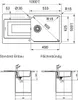 Technical drawings and installation diagrams for a sink. Produktbild-Vorschau
