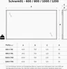 A diagram and size chart for a cabinet or mirror. Voir les images du produit