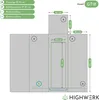 Diagram showing the dimensions and features of a grow tent. Náhled obrázku produktu