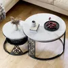 okwish Couchtisch-Set 2-teilig rund-weiß Marmor Optik – Produktbild-Vorschau 3