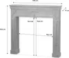 A grey fireplace mantel with dimensions indicated by lines and text. Anteprima dell’immagine prodotto