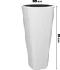 A tall, white planter with a ribbed texture, shown against a white background with dimensions indicated. Náhled obrázku produktu