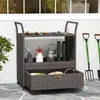 COSTWAY Wózek grillowy Outdoor, stół grillowy z polyratanu, Podgląd zdjęcia produktu 2