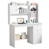 A white computer desk with shelves and drawers, shown against a white background. Podgląd zdjęcia produktu