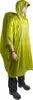 A person wearing a lime green poncho over a backpack, with black pants and shoes. Produktbild-Vorschau