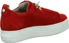 A side view of a red suede sneaker with a white platform sole. Náhľad obrázku produktu