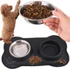 Ecuelle double pour chiens et chats avec tapis antidérapant Voir les images du produit 2