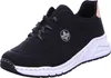 A studio shot of a black Rieker women's sneaker with a white sole. Náhled obrázku produktu