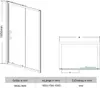 Technical drawing and dimensions of a shower door. Voir les images du produit