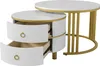 A white and gold nesting side table set with fluted drawer fronts. Náhled obrázku produktu