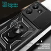Close-up of a black phone case with a ring stand and camera cover. Produktbild-Vorschau