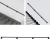 Collage of images showing a black metal handrail installed on a staircase and a separate image of the handrail itself. Podgląd zdjęcia produktu