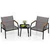 A set of outdoor furniture including two chairs and a small table, displayed on a white background. Podgląd zdjęcia produktu