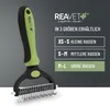 A grooming tool for pets with size options listed. Produktbild-Vorschau