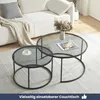 DELUKE® Couchtisch Glas LENO 2er Set - runder Beistelltisch Produktbild-Vorschau 5
