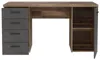 Schreibtisch NETBOB Gesamtansicht mit Beton-Schubladen links, Old-Wood-Vintage-Gestell und offenen Fächern rechts. Produktbild-Vorschau