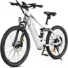 A white electric mountain bike with black tires and accents, shown against a plain white background. Podgląd zdjęcia produktu