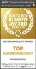 A marketing image for a "Deutscher Kunden Award" (German Customer Award) for "Deutschlands Beste Marken" (Germany's Best Brands) in the category "Kundenzufriedenheit" (Customer Satisfaction) for "Massagesessel" (Massage Chairs). Produktbild-Vorschau