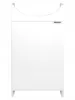 A white bathroom cabinet with a sink cutout at the top and a small chrome handle on the door. Produktbild-Vorschau