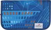 A close-up view of a blue pencil case with a city-like pattern. Podgląd zdjęcia produktu