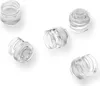 Five clear plastic caps are arranged on a white background. Produktbild-Vorschau