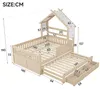 Hausbett 140 x 200 cm mit Ausziehbett, 3 großen Schubladen Produktbild-Vorschau 5