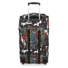 A black trolley suitcase with a colorful graffiti-like pattern. Produktbild-Vorschau