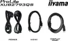 The image shows the cables that come with an Iiyama ProLite XUB2793QS monitor, along with the product name and brand logo. Produktbild-Vorschau