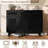 Buffet en bois et rotin avec portes et tiroirs, pieds Voir les images du produit 5